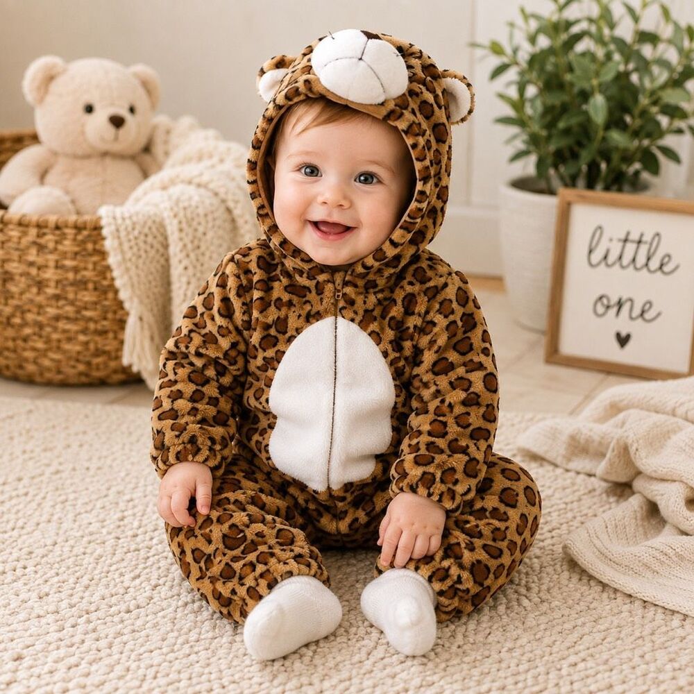 MICHLEY Unisex Baby Tiger Costume  Hooded Romper Tiger Outfit Zipper 6-12 Mo